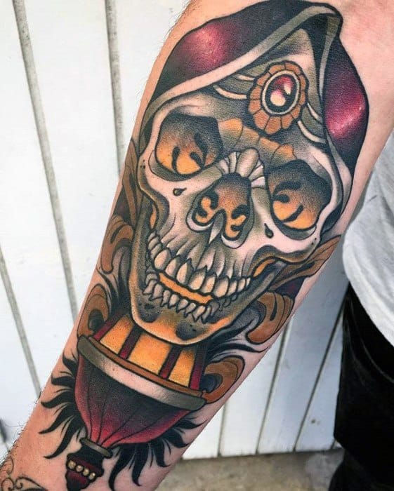 Unique Mens Forearm Skull Lantern Tattoos