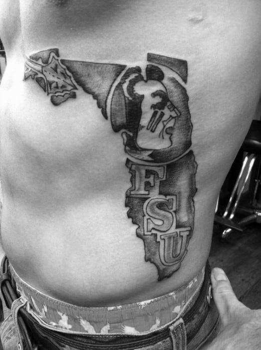 Unique Mens Fsu Tattoos On Rib Cage Side Of Body