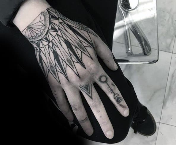 Unique Mens Geometric Hand Tattoos