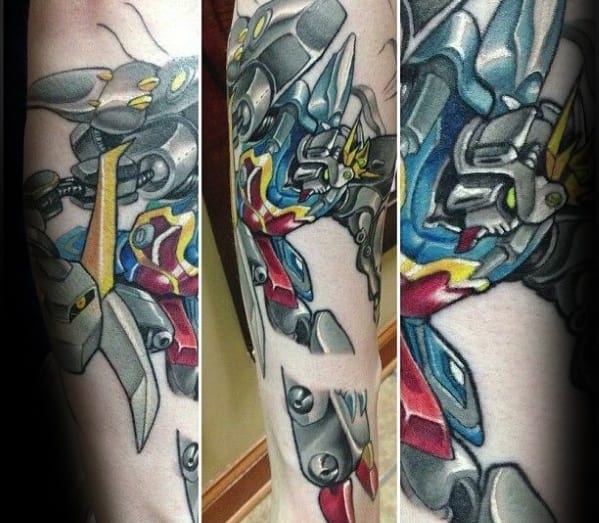 Unique Mens Gundam Tattoos On Leg