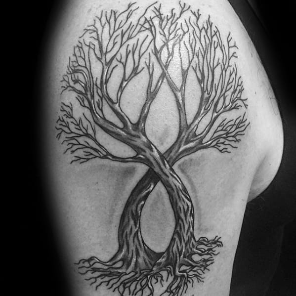 Unique Mens Ichthus Tattoos Tree Design On Arm