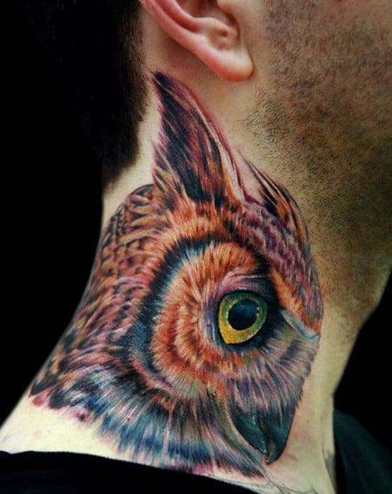 Unique Mens Owl Neck Tattoos