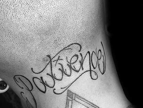 Unique Mens Patience Tattoos On Neck