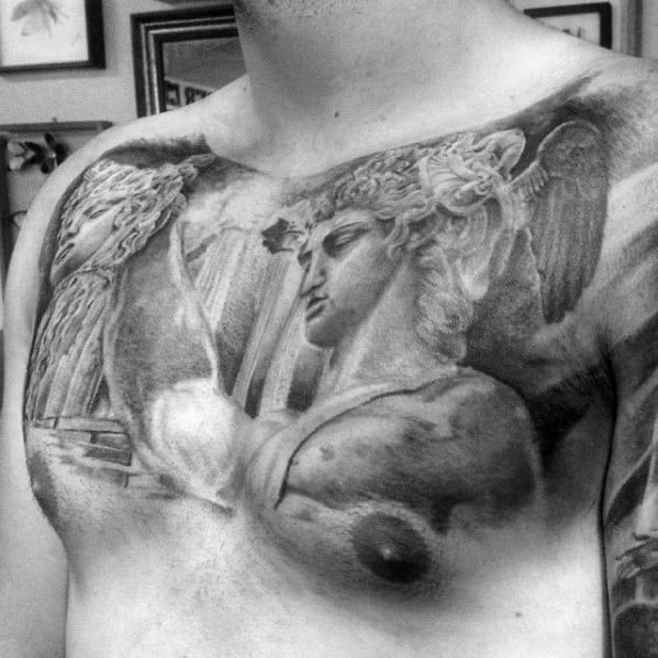 Unique Mens Perseus Tattoos On Upper Chest