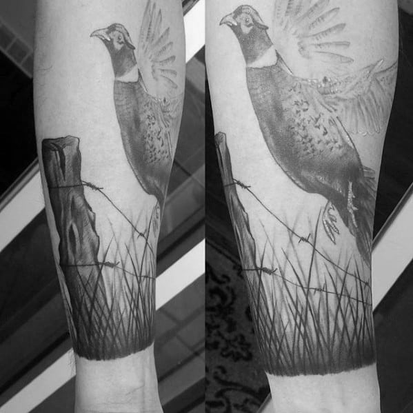 Unique Mens Pheasant Grass Forearm Tattoos