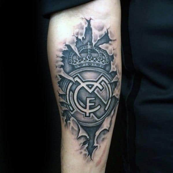 Unique Mens Real Madrid Tattoos On Inner Forearm