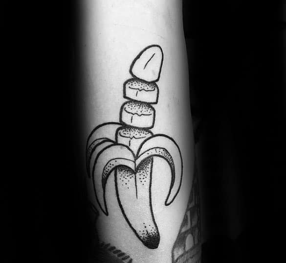 Unique Mens Sliced Banana Tattoos On Forearms