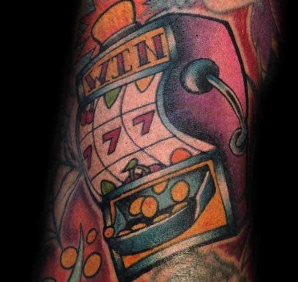 Unique Mens Slot Machine Sleeve Tattoos