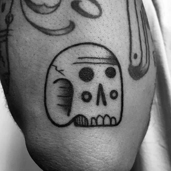 Unique Mens Small Skull Outer Forearm Tattoo