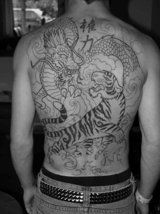 Unique Mens Tiger Dragon Tattoos