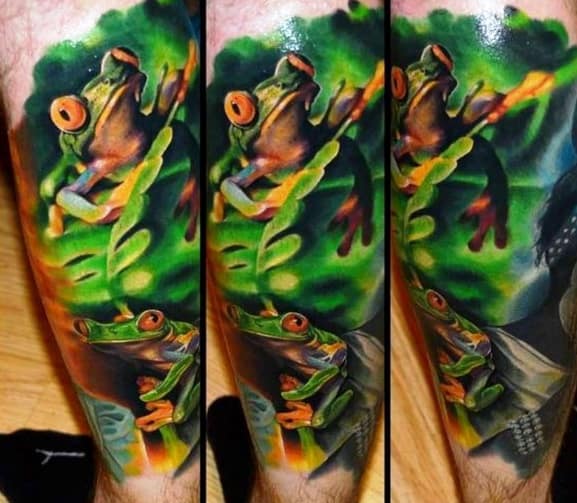 Unique Mens Tree Frog Tattoos Outer Forearm Sleeve