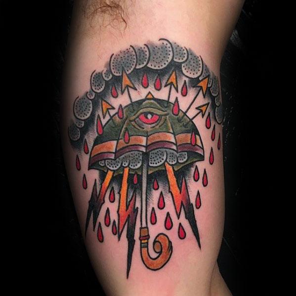 Unique Mens Umbrella Inner Arm Bicep Tattoos