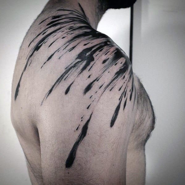 Unique Mens Water Drop Splatter Shoulder Tattoos