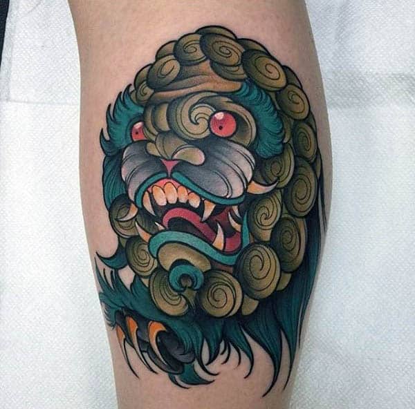 Unique Monster Neo Traditional Tattoo Mens Calves