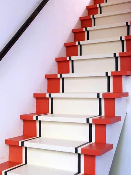 Unique Painted Stairs Designs Red Black And White