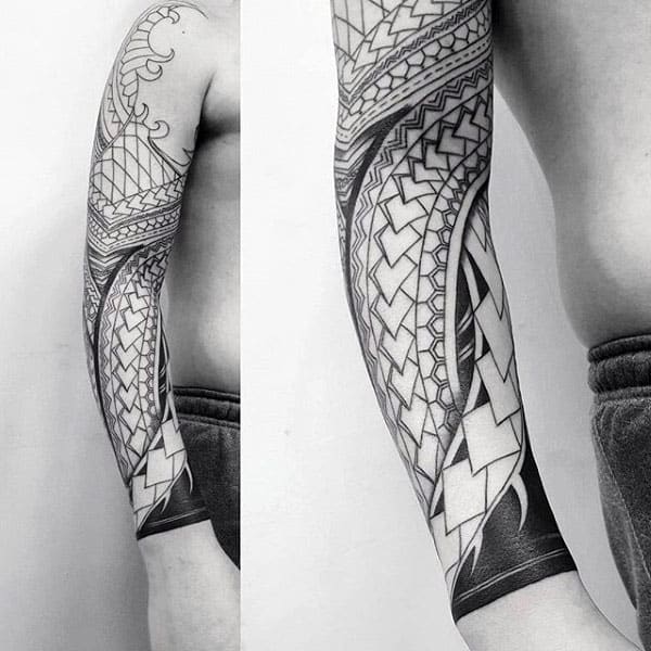 Unique Polynesian Tribal Tattoos For Mens Arm