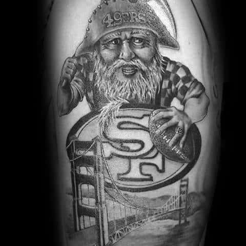 Unique San Francisco 49ers Shaded Guys Arm Tattoo