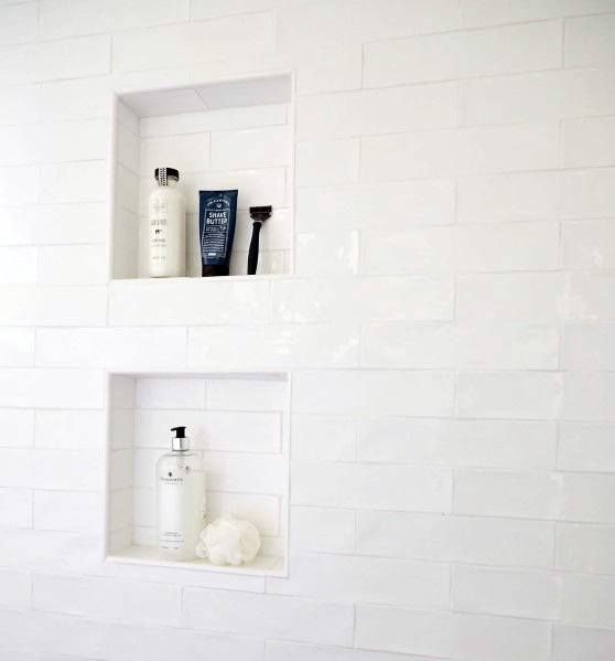 Unique Shower White Tile Niche Designs