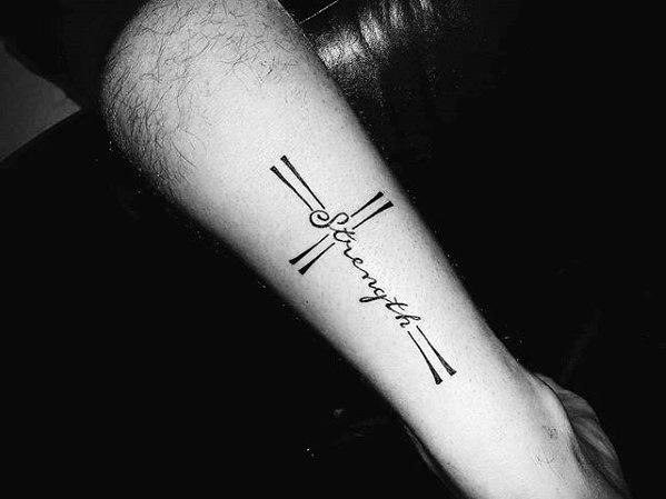 Unique Simple Christian Cross Mens Leg Tattoo Ideas