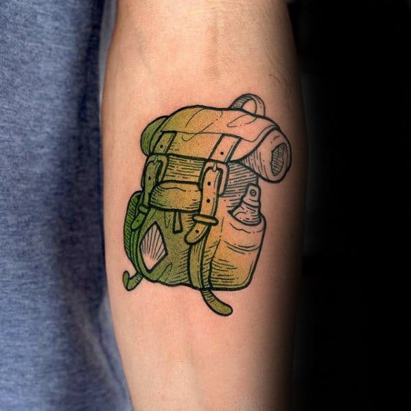 Unique Small Manly Mens Backpack Inner Forearm Tattoo