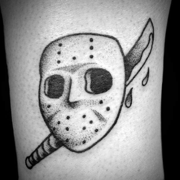 Unique Small Simple Arm Mens Jason Mask Tattoos