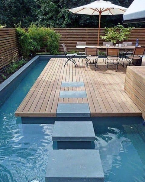 Unique Stepping Stone Designs Over Pool Deck