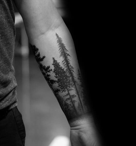 Unique Tree Line Tattoos For Men On Forearm