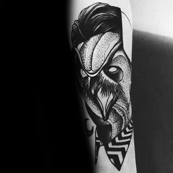 Unique Twin Peaks Owl Mens Forearm Tattoo