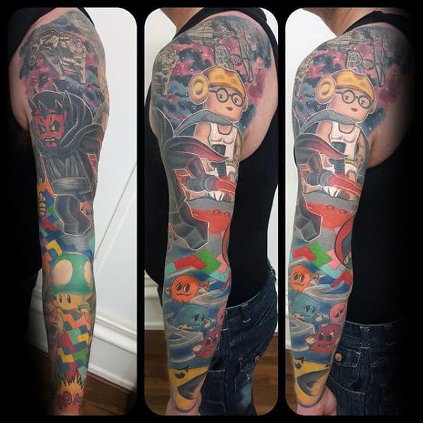 Unique Video Game Themed Sleeve Mens Tetris Tattoos