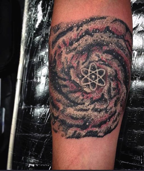 Universe Geeky Mens Science Tattoo With Atom On Wrist