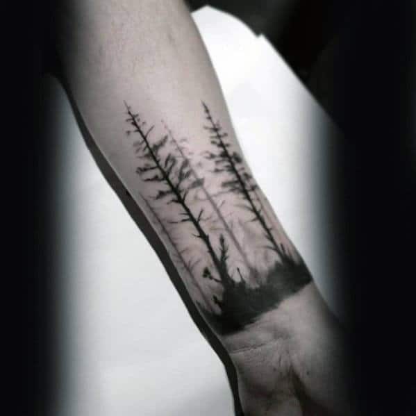 Unqiue Small Trees Mens Wrist Tattoo