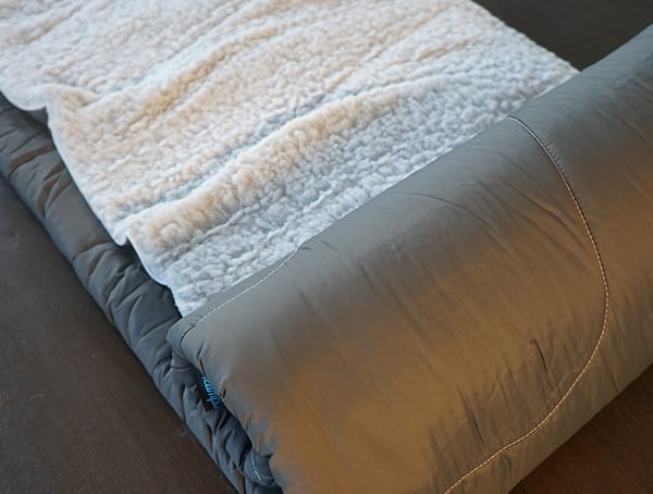 Unrolled Rumpl Puffy Sherpa Blanket