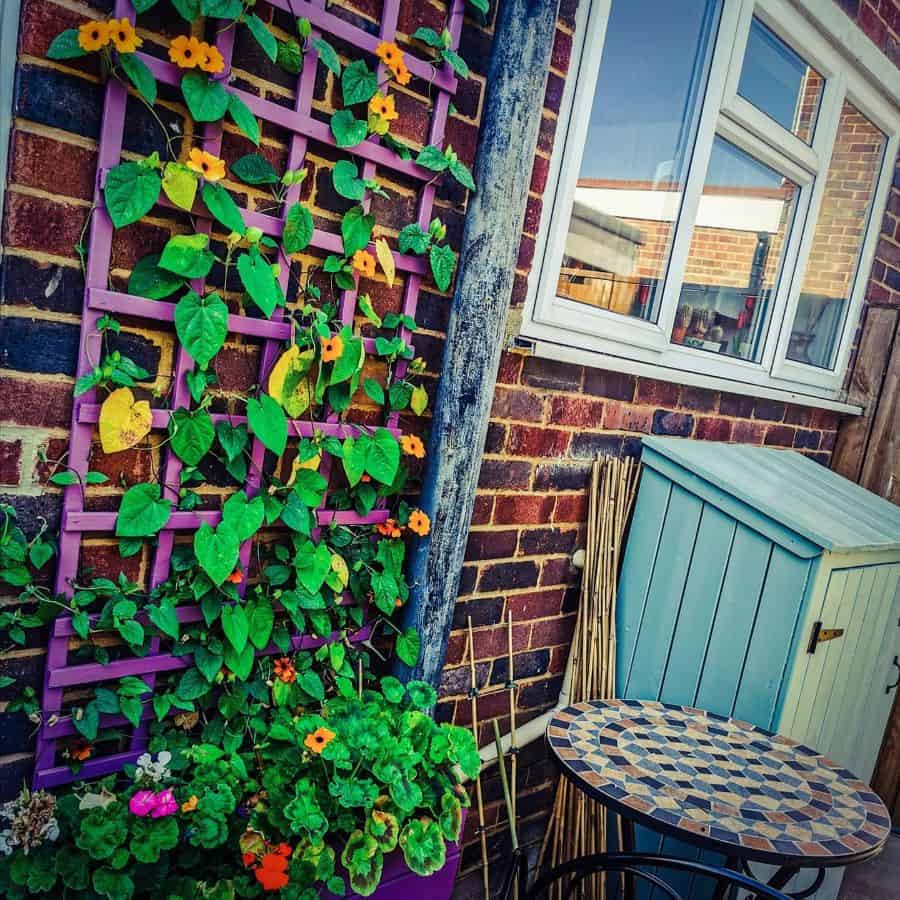 upcycled purple pallet garden