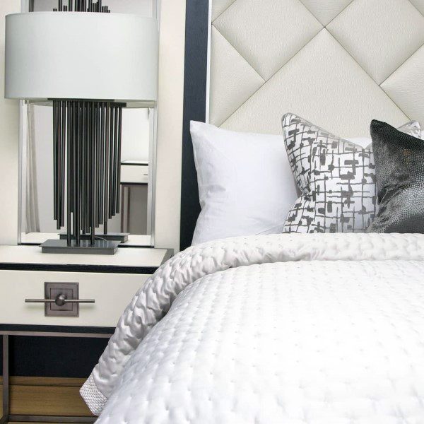 white padded upholstered headboard modern bedroom