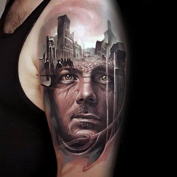 Upper Arm 3d Guys Morph Tattoos