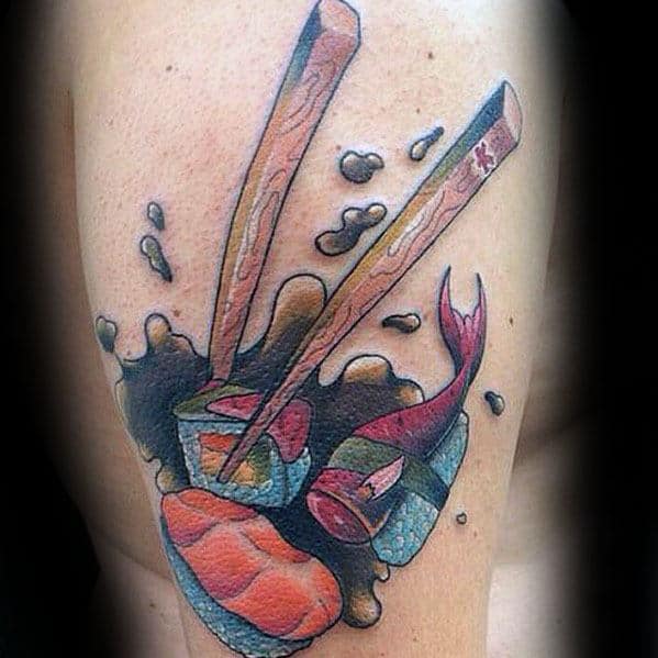Upper Arm 3d Male Cool Sushi Tattoo Ideas