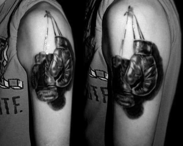 Upper Arm 3d Mens Boxing Gloves Shadow Tattoos