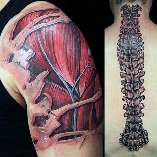 Upper Arm 3d Muscle Tattoos For Guys