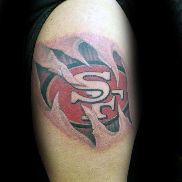 Upper Arm 3d San Francisco 49ers Ripped Skin Logo Tattoos