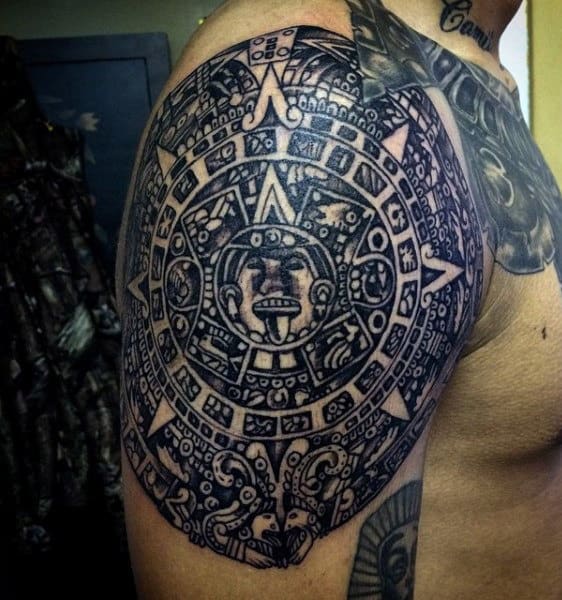 Upper Arm Aztecs Tattoos Men