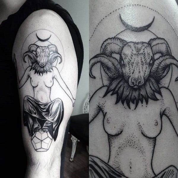Upper Arm Baphomet Geometrical Male Tattoos