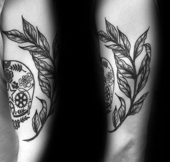 Upper Arm Black And Grey Ink Guys Olive Branch Tattoos