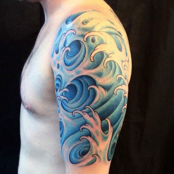 Upper Arm Blue Guys Tattoos Water