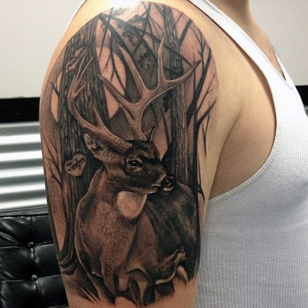 Upper Arm Cool Deer Tattoos For Guys