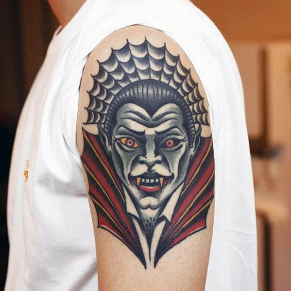 Upper Arm Dracula Traditional Tattoos For Men