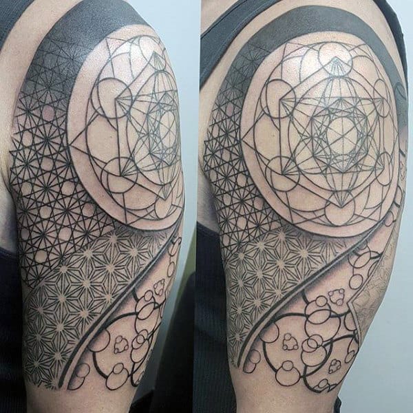 Upper Arm Geometric Tattoo Ideas On Men