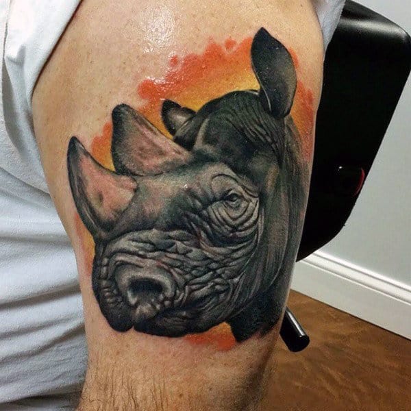 Upper Arm Guys Rhino Tattoo Designs
