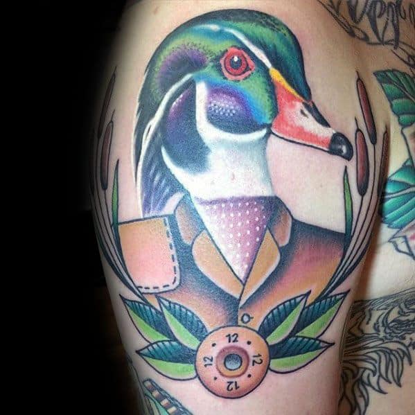 Upper Arm Guys Wood Duck Tattoos