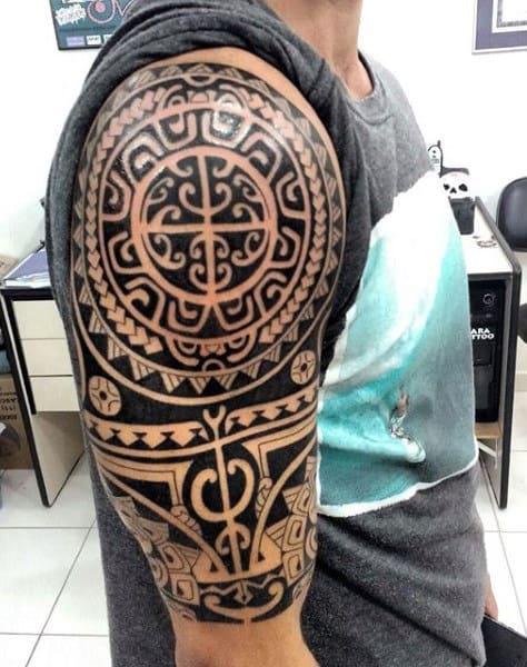 Upper Arm Maori Half Sleeve Male Tattoo