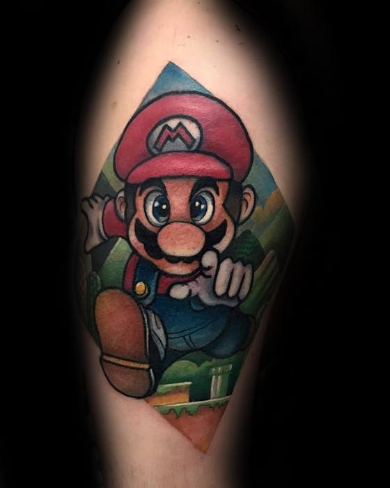 Upper Arm Mario 3d Gamer Tattoos For Gentlemen